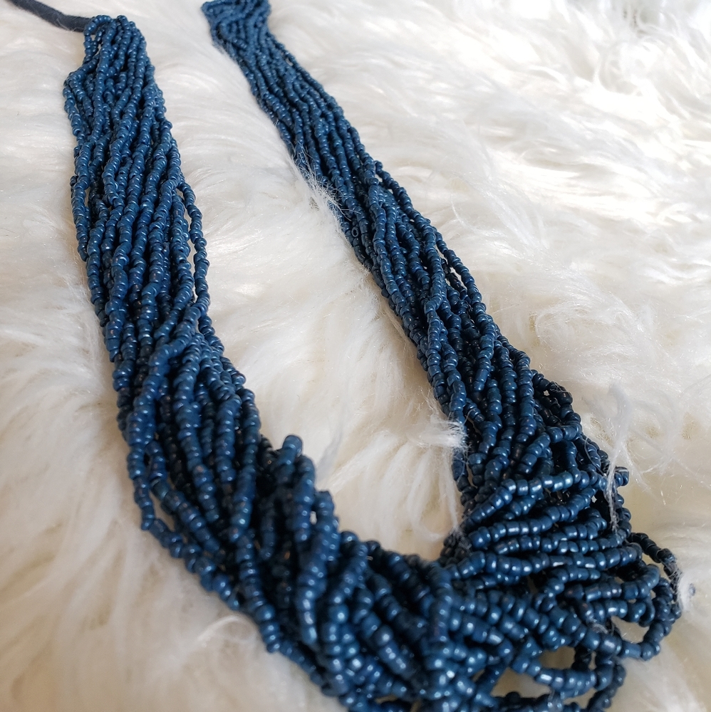 Blue Seed Bead Necklace